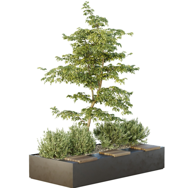 HQ Urban environment set of green plant benches 17