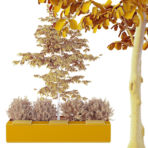 HQ Urban environment set of green plant benches 17