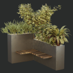 HQ Urban environment set of green plant benches 18