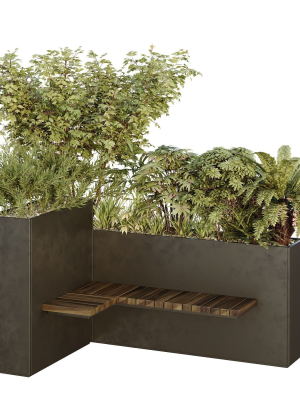 HQ Urban environment set of green plant benches 18