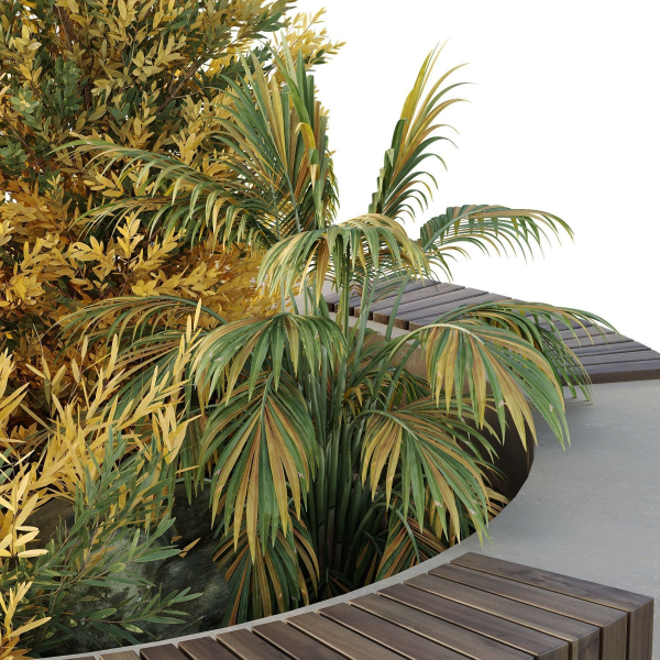 HQ Urban environment set of green plant benches 20