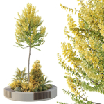 HQ Urban environment set of green plant benches 20
