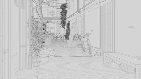 Japanese Alley 3d Scene