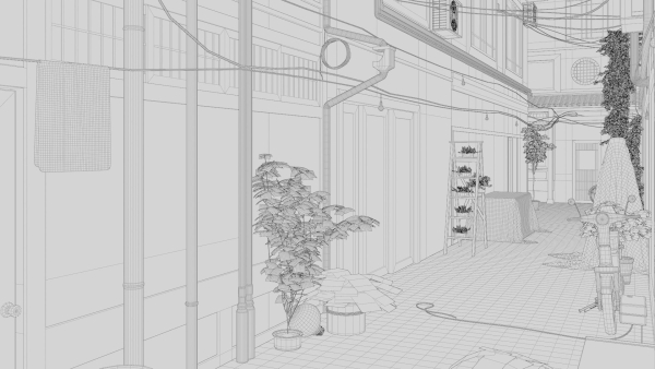 Japanese Alley 3d Scene