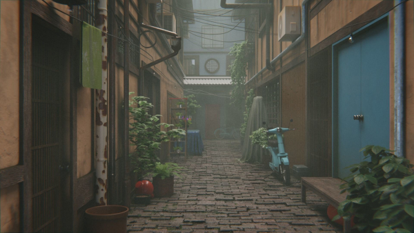 Japanese Alley 3d Scene