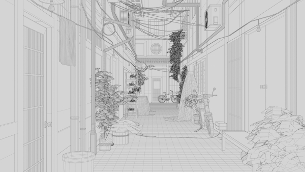Japanese Alley 3d Scene