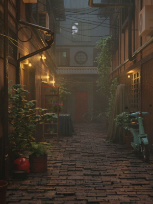Japanese Alley 3d Scene