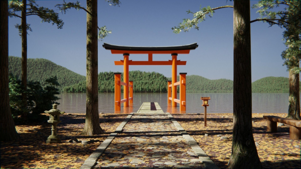 Japanese Bamboo Path 3d Scene