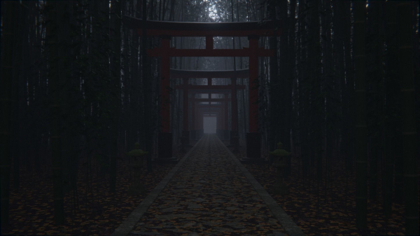 Japanese Bamboo Path 3d Scene