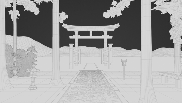 Japanese Bamboo Path 3d Scene