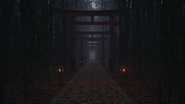 Japanese Bamboo Path 3d Scene