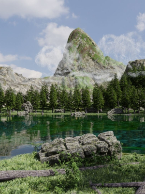 lake-scene-3d-model-obj-fbx-stl-blend-dae