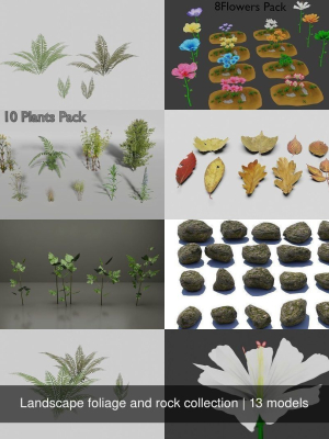 Landscape foliage and rock collection