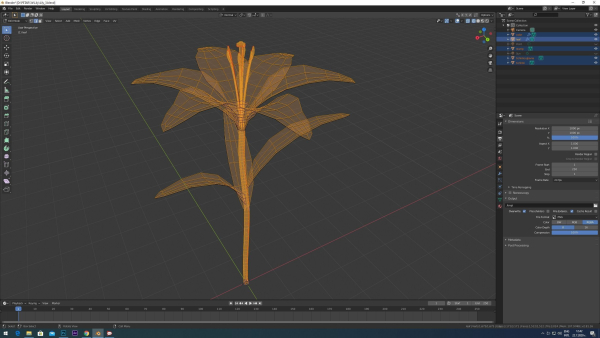 Lily flower rigged animated