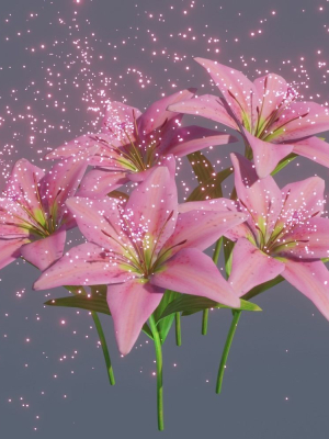 Lily flower rigged animated