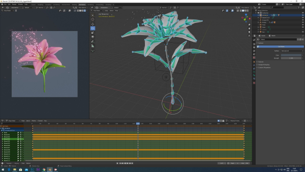 Lily flower rigged animated