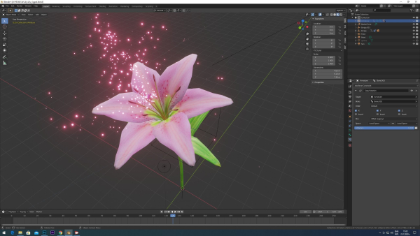 Lily flower rigged animated