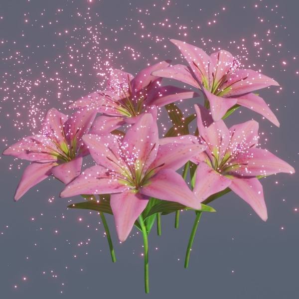 Lily flower rigged animated
