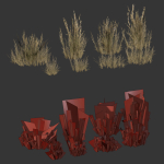 Low poly 3d wild dry grass collection vol 278