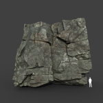 Low poly Black Cracked Modular Rock 220106