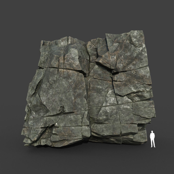 Low poly Black Cracked Modular Rock 220106