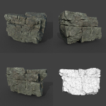 Low poly Black Cracked Modular Rock 220106