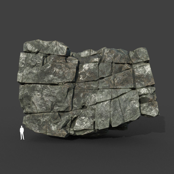 Low poly Black Cracked Modular Rock 220106