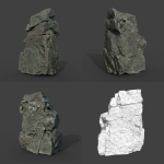 Low poly Black Cracked Modular Rock 220106