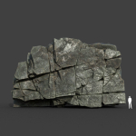 Low poly Black Cracked Modular Rock 220106