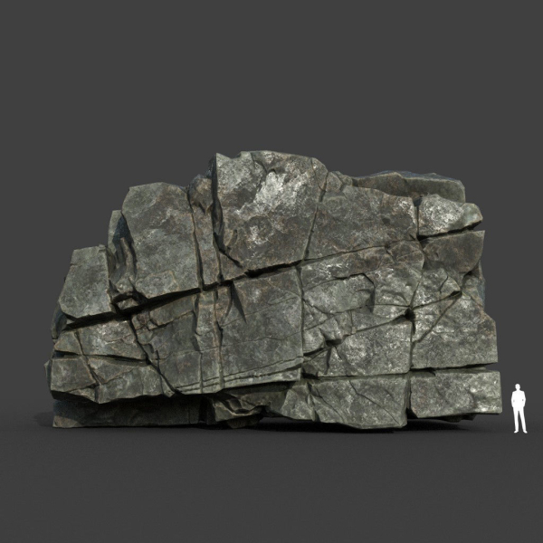 Low poly Black Cracked Modular Rock 220106