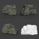 Low poly Black Cracked Modular Rock 220106