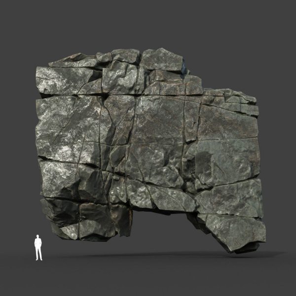Low poly Black Cracked Modular Rock 220106