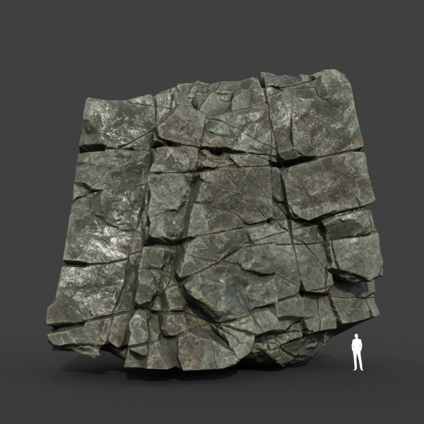 Low poly Black Cracked Modular Rock 220106