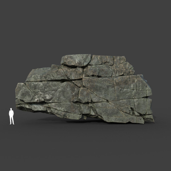 Low poly Black Cracked Modular Rock 220106