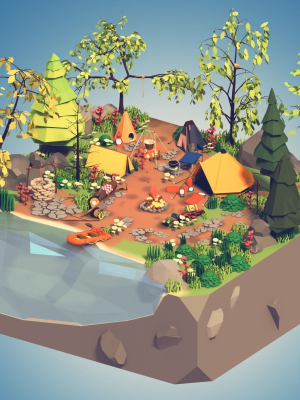 low-poly-campament-3d-model-low-poly-fbx-unitypackage-prefab