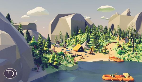 Low Poly Campament drop game asset camping pack