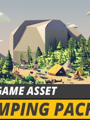 Low Poly Campament drop game asset camping pack