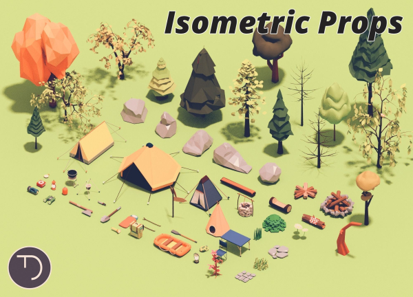 Low Poly Campament drop game asset camping pack