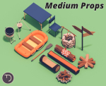 Low Poly Campament drop game asset camping pack