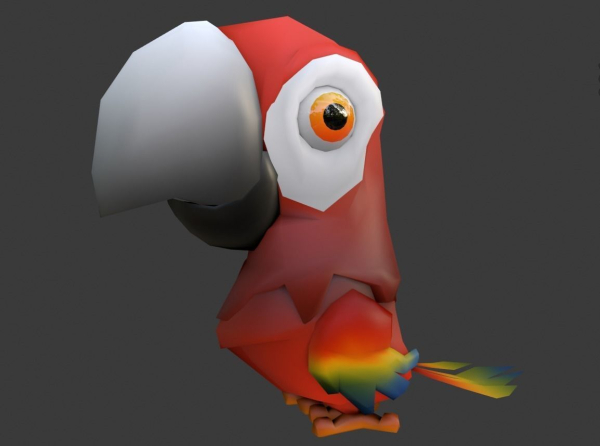 Low Poly Cartoon Macaw Not Rigged