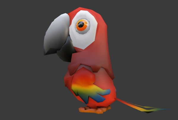 Low Poly Cartoon Macaw Not Rigged