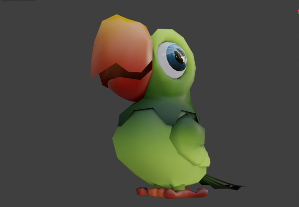 Low-Poly Cartoon Parrot Not Rigged