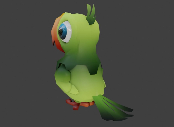 Low-Poly Cartoon Parrot Not Rigged