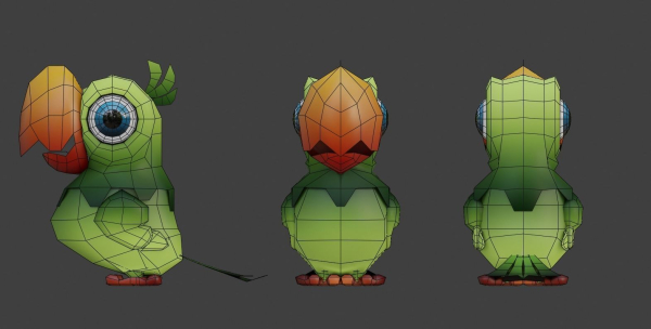 Low-Poly Cartoon Parrot Not Rigged