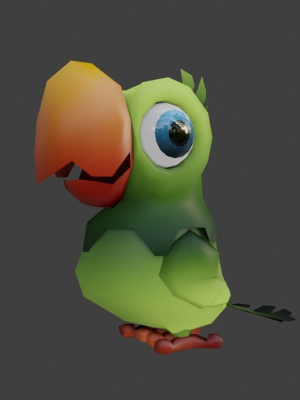 Low-Poly Cartoon Parrot Not Rigged