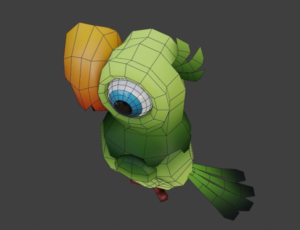 Low-Poly Cartoon Parrot Not Rigged