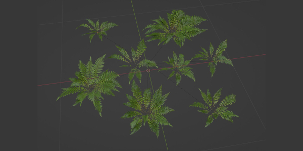 Low Poly Fern Plants Collection vol 217-Blender