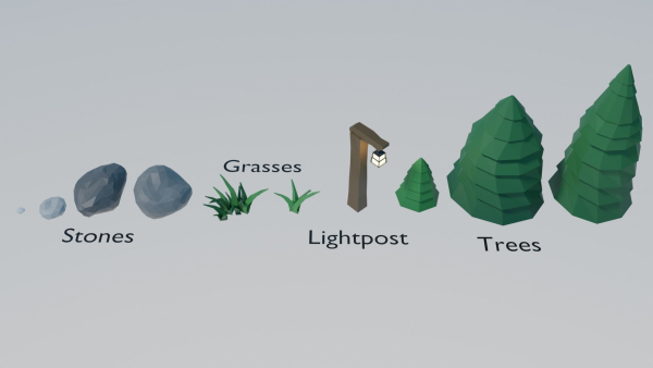 Low-poly Forest Assets and Scene