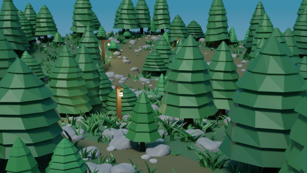 Low-poly Forest Assets and Scene