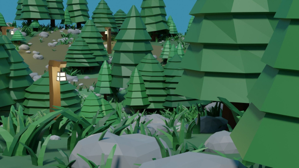 Low-poly Forest Assets and Scene